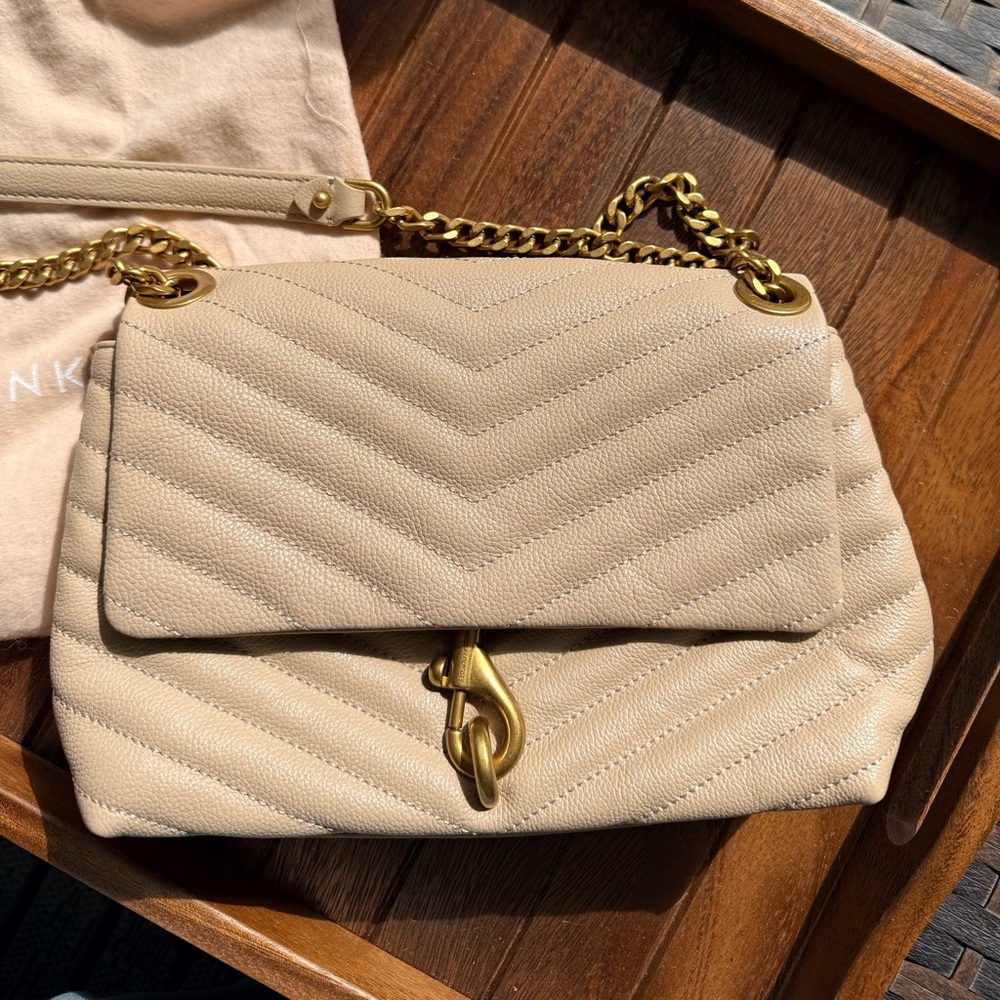 Rebecca Minkoff Beige Shoulder Bag with Gold Chain